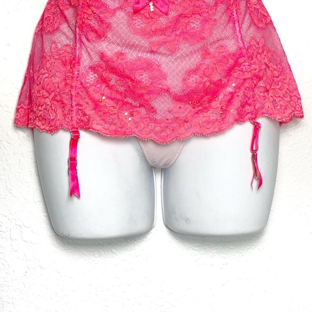 Victoria's Secret Vibrant Pink Lace Chemise